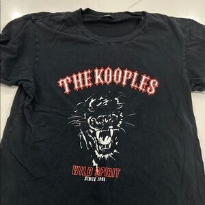 The Kooples Black T-Shirt with Red and White Graphic size Medium